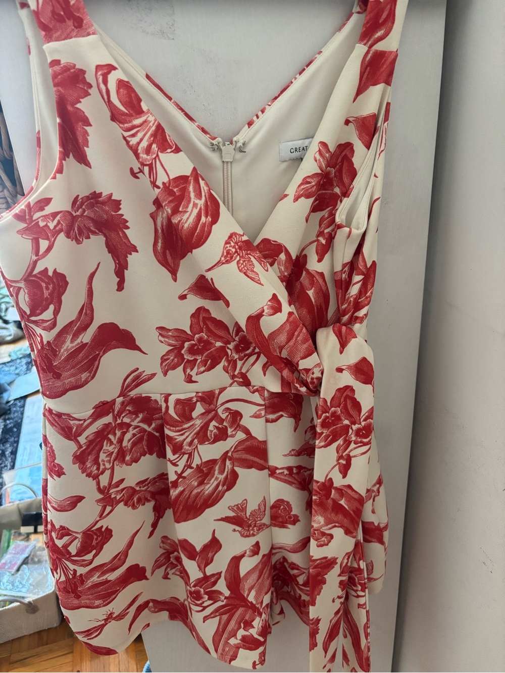 Cream & Red Floral Wrap Romper by GREAT JONES